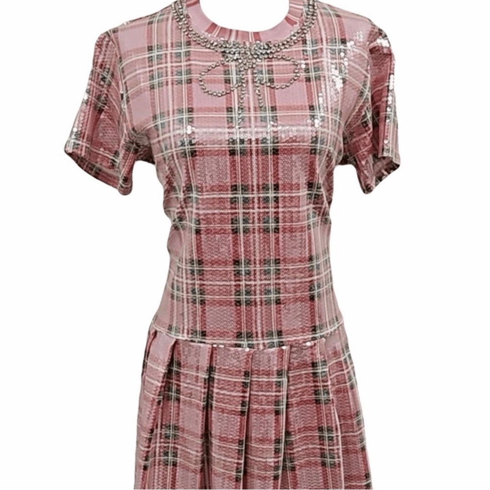 Queen of Sparkles - Pink Plaid Sequin Dress